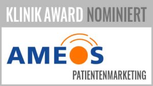 Beim KlinikAward 2019 hat in der Kategorie Bestes Patientenlmarketing die AMEOS Gruppe das Projekt "Kompetenznetz Suchthilfe – Gemeinsam einen Ausweg finden" vorgestellt. Die Projektverantwortlichen sind Carsten Spira (PR/Marketing), Michael Dieckmann und Rudolf Schnauhuber (Geschäftsführung).