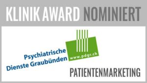 Beim KlinikAward 2019 haben in der Kategorie Bestes Patientenlmarketing die Psychiatrische Dienste Graubünden das Projekt ""Schulkoffer psychische Gesundheit" für mehr Sensibilisierung" vorgestellt. Die Projektverantwortlichen sind Sereina Venzin (PR/Marketing) und Curdin König (Geschäftsführung).