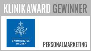 Beim KlinikAward 2017 hat in der Kategorie Bestes Personalmarketing der Krankenhausverbund Barmherzige Brüder das Projekt "Gute Pflege macht Schule" vorgestellt. Die Projektverantwortlichen sind Dr. Jörg Kunz (PR/Marketing) und Sabine Beiser (Geschäftsführung).