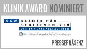 Beim KlinikAward 2017 hat in der Kategorie Beste Pressepräsenz die KSM Klinik für Schlafmedizin das Projekt "Prominent in der Schweizer Medienlandschaft" vorgestellt. Die Projektverantwortlichen sind Christina Schwander (Marketing) und Beatrice Bachmann (Geschäftsführung).