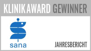 Beim KlinikAward 2013 haben in der Kategorie Bester Qualitäts- und Jahresbericht die Sana Kliniken das Projekt "Sana Geschäftsbericht und Blaubuch - Medizin, die bewegt" vorgestellt. Die Projektverantwortlichen sind Susanne Heintzmann (PR/Marketing) und Dr. Michael Philippi (Geschäftsführung).