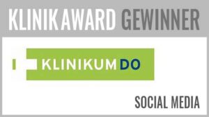 Beim KlinikAward 2017 hat in der Kategorie Bester Social-Media-Auftritt das Klinikum Dortmund das Projekt "Live-Experten-Chats via Facebook & Instagram" vorgestellt. Die Projektverantwortlichen sind Marc Raschke (PR/Marketing) und Rudolf Mintrop (Geschäftsführung).